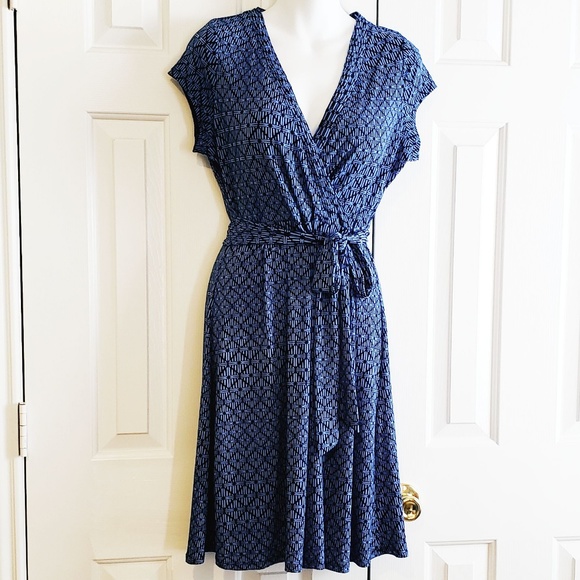 blue faux wrap dress